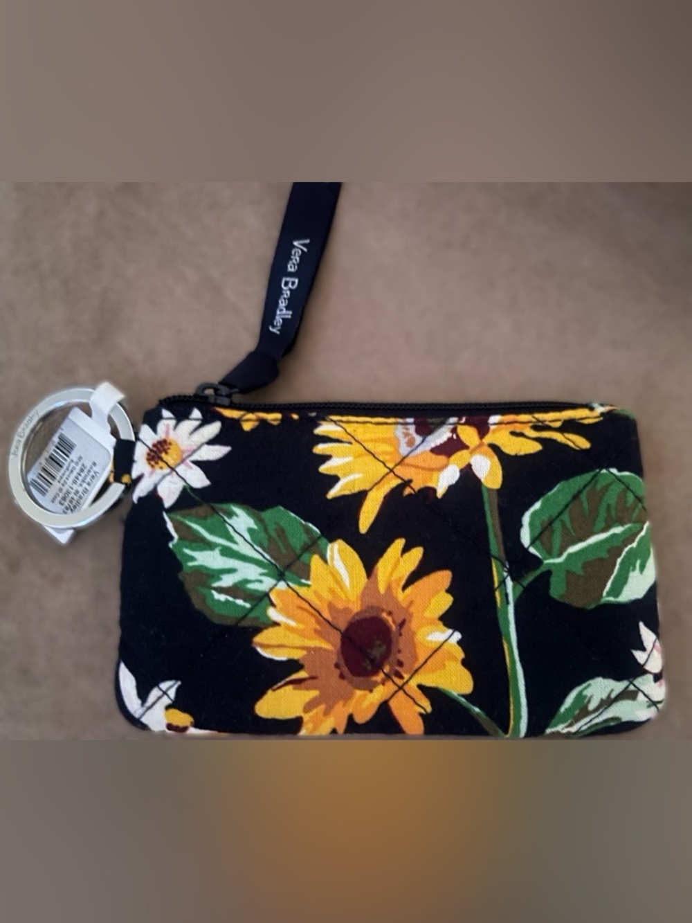 Vera Bradley Black Sunflower Quilted Crossbody with Card Holder-Retired Pattern🌻 - Picture 6 of 9